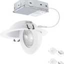 Recessed Lighting 4 inch Gimbal 9W 5CCT Swivel Ceiling Eyeball Spotlight 4inch Dimmable Recessed Lights, Soffit Indoor Directional Lighting, 90 Tilt and 360 Rotation White 2 Pack