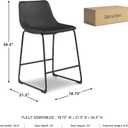Signature Design by Ashley Centiar 24" Counter Height Modern Bucket Barstool, 2 Count, Black