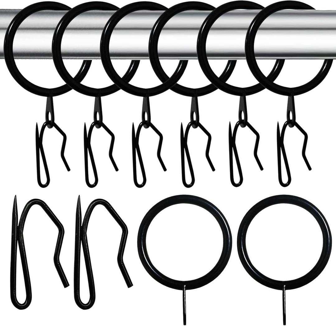 30 Pack Curtain Hooks for Drapes and 30 Pack Curtain Rings with Hooks MetalPinch Pleat Curtain Hooks Pleat Hooks for Drapes Curtain Rings for Drapes Pinch Pleat Hooks Black