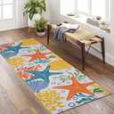3' x 5' Washable Indoor Outdoor Runner Rug for Hallway, Kitchen, Stain Resistant, Easy Clean, Orange Coastal Runner Rug for Indoor/Outdoor Patio, Deck, Porch, Kitchen, Hallway, Laundry Room