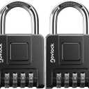 Combination Lock for Outdoor & Indoor, Weatherproof Combo Padlock | One-Push Unlocking, Heavy Duty, 4-Digit Security, Lock for Lockers, Gates, Fences, Sheds, Storage, 2-Pack, Black