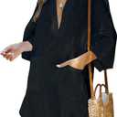 AI'MAGE Women Deep V Neck Cover Up Casual Cotton Linen Shirts Beachwear Bikini Pool Dress Half Sleeve