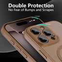 Cufelf Magnetic for iPhone 16 Pro Max Case(Compatible with Magsafe) Full Camera Protection,2+Full Coverage Screen Protector,Translucent Matte,Military Drop Protection Phone Case,6.9",Brown