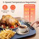 Food Warming Mat 24X16 Inch, 3-Level Temp Warming Pads for Food, Silicone Heating Pad for Food Warming, Portable Food Warmer Mat for Home, Buffet Servers and Warmers, Parties & Thanksgiving