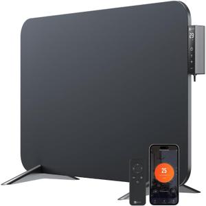 Infrared Space Heater with Smart Thermostat - Wall and Floor Mount, for smaller rooms - WiFi, App & Remote Control - No Noise & Energy Saving - German Brand - Color: Black