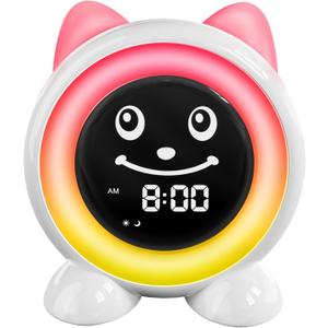 Toddlers Sleep Training Clock, Kids Alarm Clock with Night Light & Nap Timer, Ok to Wake Clock for Girls and Boys (White)