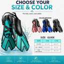 Snorkel Fins, Swim Fins Travel Size Short Adjustable for Snorkeling Diving, Open Heel Swimming Flippers for Adult Men Women, Small-Medium