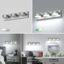 Vanity Lights for Bathroom, 18.9in Brushed Nickel Bathroom Light Fixtures Over Mirror, 3-Light Modern LED Wall Sconce Makeup Lighting, 350° Rotatable, Dimmable 6000K Cool White, Hardwired, 18.90 inches