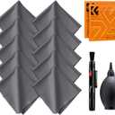 K&F Concept 10 Pack Lens Cleaning Cloth15cm x 18 cm, 4-in-1 Camera Cleaning Kit with Lens Brush Pen, Rocket Air Blower, Microfiber Cleaning Cloth