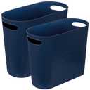 rejomiik Small Trash Can, 3.5 Gallon Slim Garbage Can Plastic Waste Basket with Handles Container Bin for Narrow Spaces Bathroom, Bedroom, Kitchen, Office at Home, 2 Pack Navy