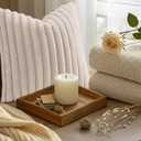 decorUhome Summer Cozy Faux Fur Throw Pillow Covers 18x18 Set of 2 Decorative Soft Plush Striped Modern Farmhouse Boho Couch Pillow Cases with Velvet Back for Sofa Bed Living Room, Beige