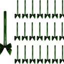 24 Pcs 10 Inch Elastic Christmas Bow for Gift Wrapping Stretch Loops with Pre Tied Velvet Bows for Christmas Boxes Wrapping Party Wedding Decor(Dark Green)