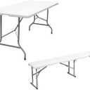 Byliable 6FT Folding Table 1 Pack 6FT Folding Bench Seat 1 Pack