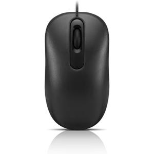 Lenovo 100 Wired USB Computer Mouse for PC, Laptop, Computer with Windows - Full-Size - Ambidextrous Design - 3 Buttons - Red Optical Sensor  Black