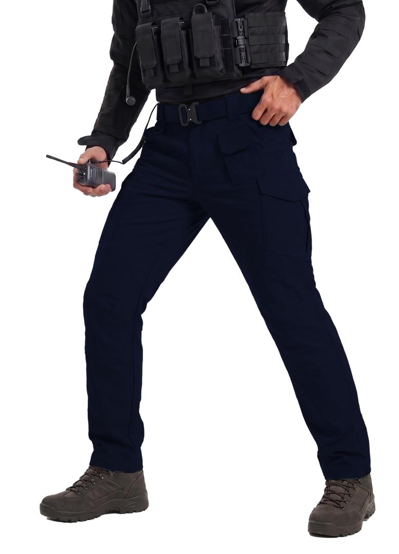 TruVat Men's Work Pants Cargo Tactical Construction Pants Ripstop Waterproof Outdoor Hiking with Pockets, Navy Blue, 32W x 34L (Black)