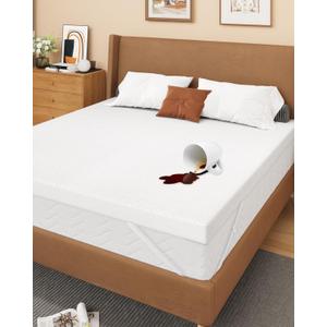 Zenzy 3" Queen Waterproof Mattress Topper Cover, 100% Waterproof, Oeko-TEX Certified, Zippered Topper Protector with Adjustable Straps, Ultra-Soft and Washable (Cover Only)