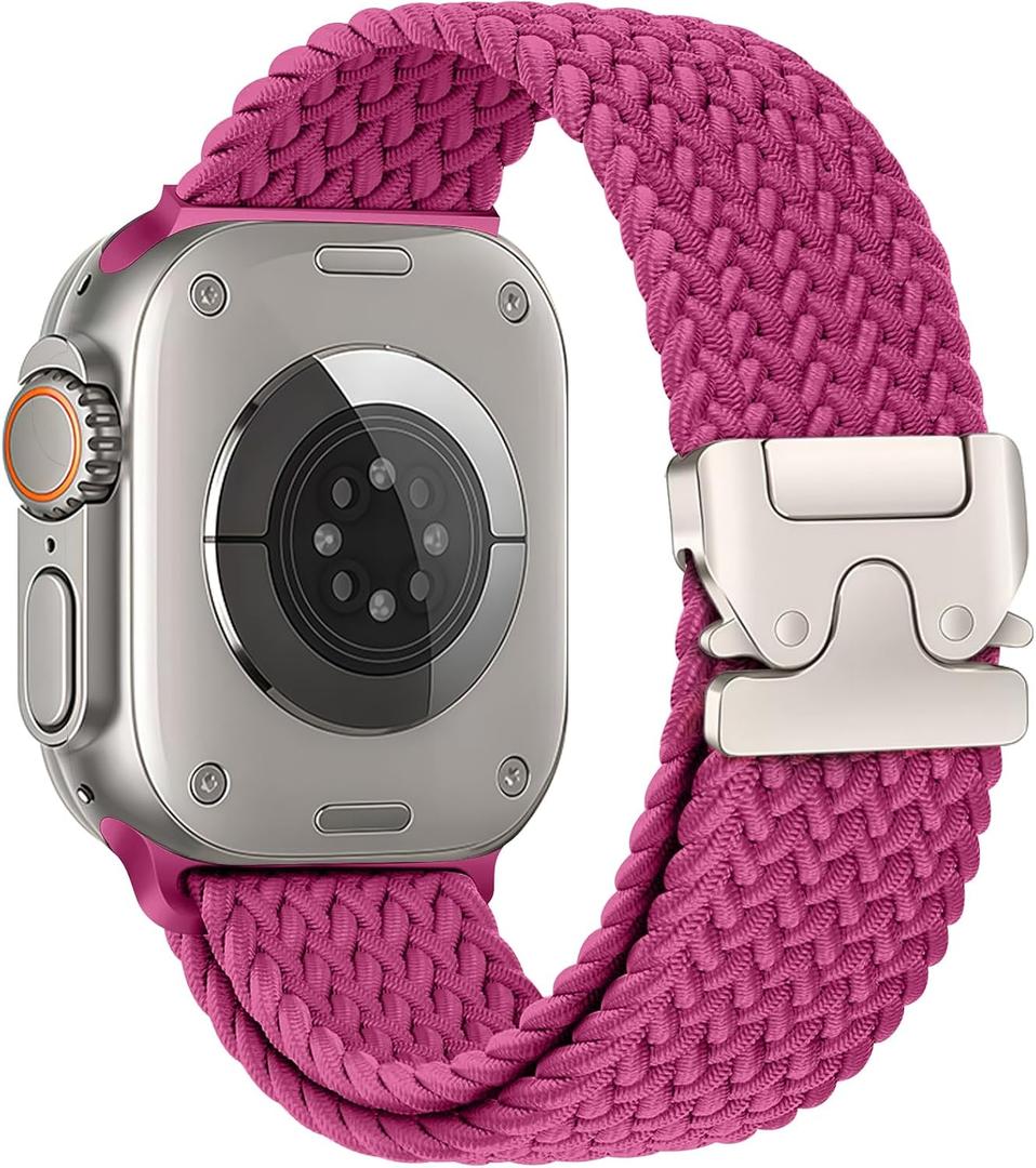 Braided Solo Loop for Apple Watch Ultra 3/2 Bands 49mm 46mm 45mm 44mm 42mm Men/Women,Parachute Buckle Stretchy Elastic Nylon Sport Strap Wristband for iWatch Bands Series 11 10 9 8 7 6 5 4 3 SE3/2