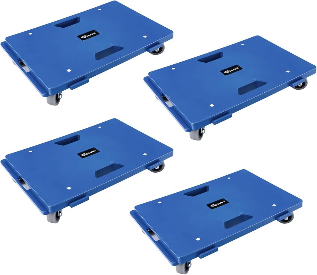 4 Pack Furniture Dolly 4 Wheels Upgraded Dollies Connectable with 4 Wheels Small Flat Dolly Cart with 500 LBS Capacity for Heavy Appliance, Blue