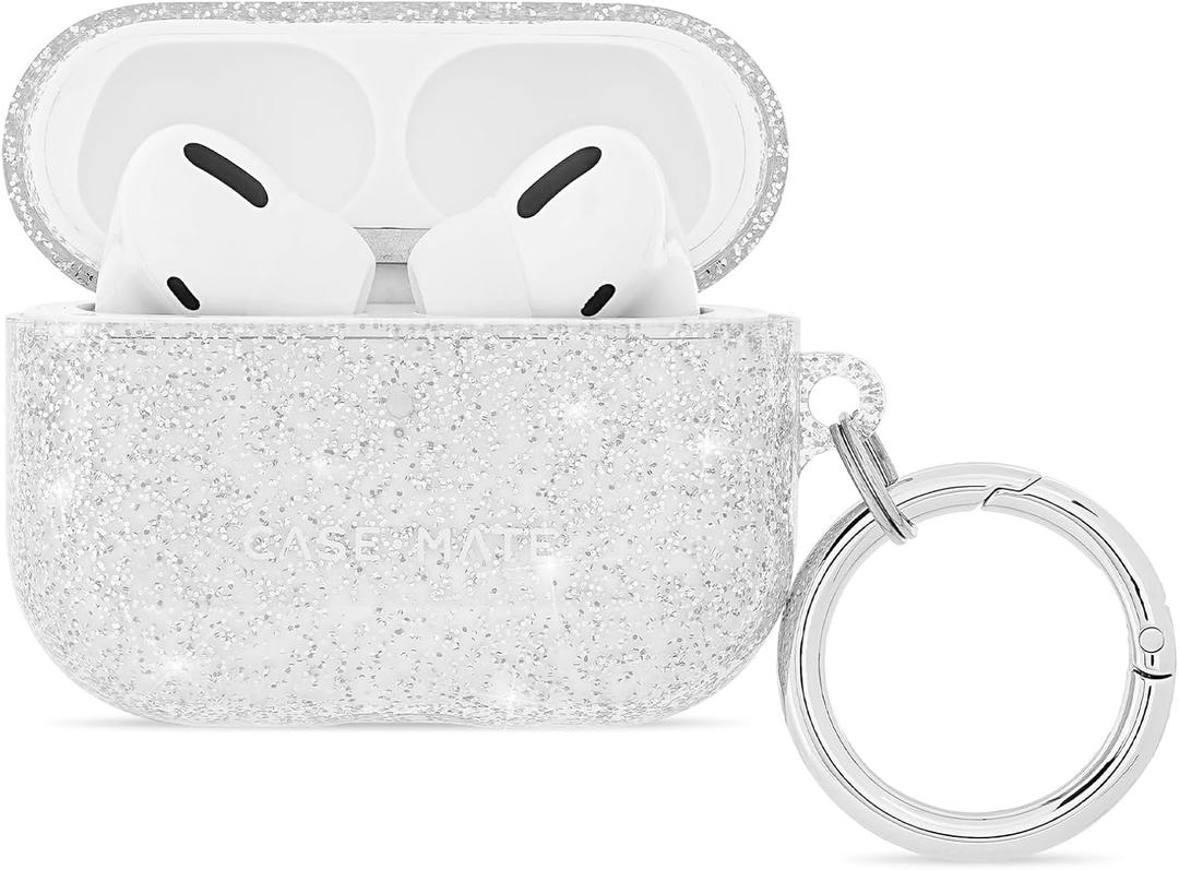 Case-Mate AirPods Pro 3 Case w/Silver Ring Clip [Wireless Charging Compatible] - Twinkle Silver Glitter Case for AirPods Pro 3 [Front LED Visible] - Anti Scratch, Shockproof Cover
