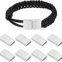 UNICRAFTABLE 10 Sets Rectangle Stainless Steel Screw Clasps Buckle Leather Closure End Caps with Locking Mechanism for Bracelet Watch Jewelry Making 22x11x5mm Hole 3x10mm