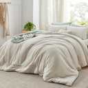 Bedsure Super King Plus Size Comforter Set, Beige Soft Prewashed Bedding for All Seasons, 3 Pieces GentleSoft Bed Set, 1 Lightweight Comforter (128"x120") and 2 Pillowcases (20"x36")