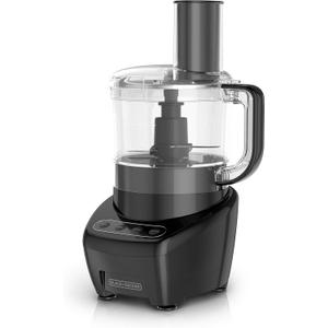 BLACK+DECKER 3-in-1 Easy Assembly 8-Cup Food Processor, Stainless Steel S-Blade, Easy-Clean, Touchpad Controls Black (Large)