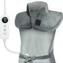 Heating Pad for Back Pain Relief Weighted Heating Pad for Neck and Shoulder Cramps 6 Heat Settings 6 Timers Auto Off Birthday Gifts for Women Men Mom Dad ETL Certified Gray