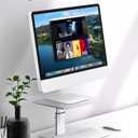 BoYata Monitor Riser Stand, Adjustable Height Metal Desktop Stand Storage Organizer Compatible with TV, PC, Laptop, Computer, iMac, and All Screen Display-Silver