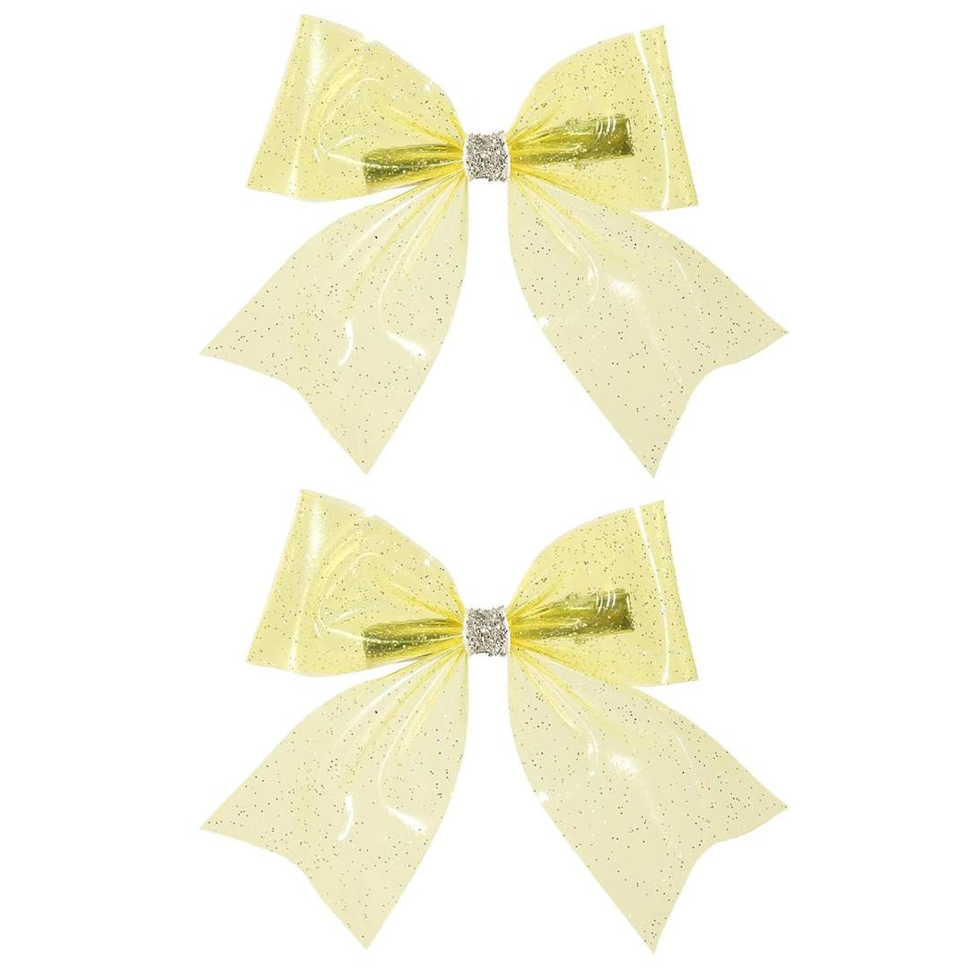 2 x PVC Hair Bow Clips Cute Glitter Hairpins Girls Teens Alligator Hair Accessories for Summer Beach Seaside Party, Yellow