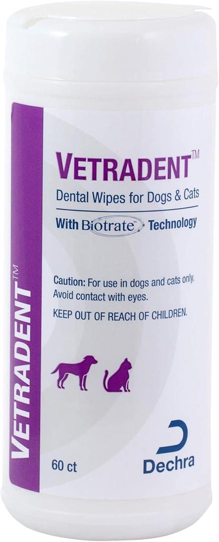 Vetradent Dental Wipes, 60 ct