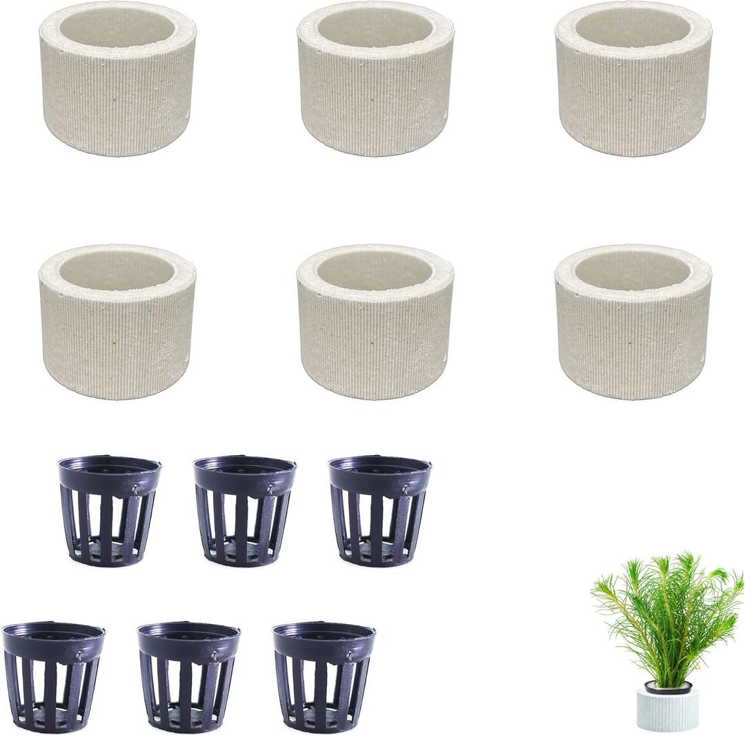 6 PCS Anti-Floating Ceramic Aquarium Plant Rings, Aquatic Plants Fixed Rings, Aquarium Landscape Ceramic Plant Fixing Aquarium Plant Weights Pot Fish Tank Accessories