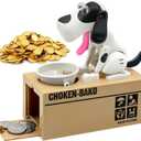 Hungry Dog Piggy Bank, Cute Dogs Steals Coins Like Magic Coin Munching Toy Money Box Birthday Gift for Kids