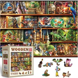 WOODEN.CITY Wooden Puzzles for Adults 1000 Pieces - Stories on Every Shelf  Bookshelves Scene | Made in EU | Gift for Book Lovers | Size 21,25 x 15,5 in