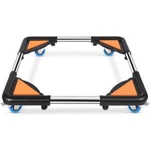 SPACECARE Mini Fridge Stand Mobile Roller, Adjustable Furniture Dolly with 4 Locking Wheels, Heavy Duty Washing Machine Base, Universal Appliance Pedestal for Dryer and Refrigerator- Black