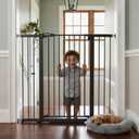 Mumeasy 36" Extra Tall Baby Gate for Stairs, 29.7-48" Wide Dog Gate for Doorways, Walk Thru Pet Safety Gate for Indoor, Pressure Mounted with Auto Close, Easy Install No Drill for Toddlers, Black