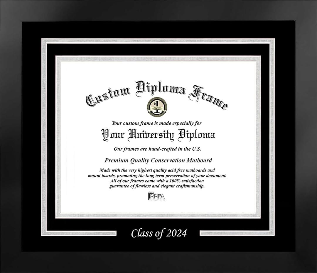 Campus Images Class of 2024 Single Mat 11w x 8.5h Silver Embossed Diploma Frame