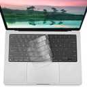 Keyboard Cover Ultra Thin for MacBook Air 13.6 inch M2 A2681 2022 & MacBook Pro 14/16 inch M1 Pro/Max A2442/A2485 2021, Waterproof TPU Protective Skin, Transparent