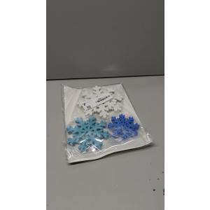 12 Pcs Christmas Snowflake Decorations - 3D Snowflake Table Centerpieces, White Wooden Snowflakes for Winter Wonderland & Holiday Table Decor (White, Blue, Dark Blue)