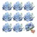 Lyrow 8 Pcs Peony Artificial Flowers Fake Silk Hydrangea Bouquet Elegant Peony Flowers for Wedding Decoration Faux Realistic Floral for Home Party Table Centerpieces Arrangement (Gradient Blue)