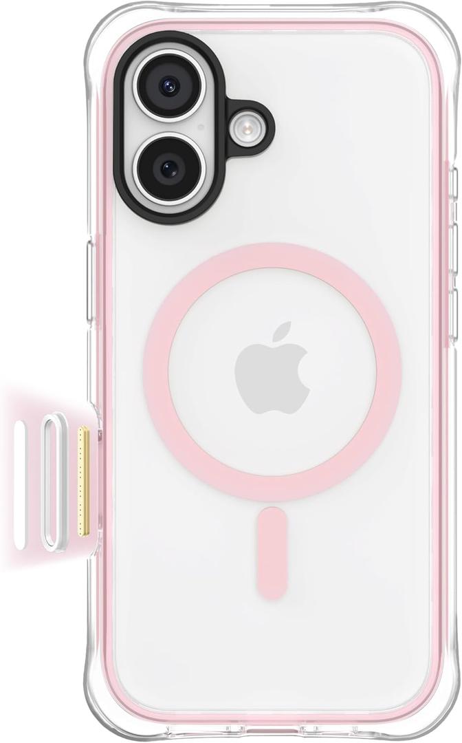 ORNARTO Air Case for iPhone 17 Clear | Military-Grade Drop Protection | Camera Control Button | Compatible with MagSafe | Built-in Air Phone Cover - Pink