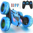 Remote Control Car for Kids, 360 Rotating RC Stunt Car Double-Sided 4WD Electric Vehicle with LED Lights, 2.4GHz Rechargeable Toy Cars for Boys Girls Age 6 7 8 9 10 11 12, Birthday Gift (Blue)