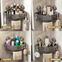 VOLPONE Corner Shower Caddy Suction Cup Shower Shelf Corner No Drilling Bathroom Shower Organizer Storage Rack Adhesive with Towel Bar Hooks (2-Pack, Matte Gray)