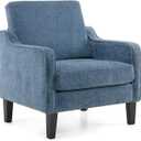 VINGLI Mid Century Modern Accent Chair,Navy Blue Chenille Chairs for Living Room Upholstered Armchair with Scooped Arms for Bedroom,Apartment,Studio,Office,Waiting Room