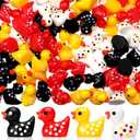 Leinuosen 100 Pcs Christmas Mini Resin Ducks Bulk Tiny Ducks Figurines Miniature Resin Animal Decoration for Potted Garden Dollhouse Cake Decoration DIY Craft Charms Xmas Halloween Party(Multicolor)