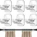 No Drill Curtain Rod Brackets - 20LB, 6 Pack Self Adhesive Curtain Rod Holder, Peel and Stick Wall Hooks, Renter Friendly Upgrades for Apartment, Kitchen, Bathroom, Dorm, Living Room and RV