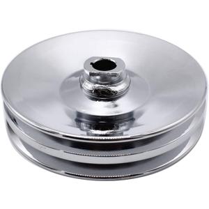 1 SET SHLPDFM Chrome Saginaw Power Steering Pump Pulley Double Groove V-belt 5/8" Key Way Shaft Fits for SBC BBC Chevy 350 454 Gm, Chevy, Pontiac, Oldsmobile, Buick 8948