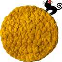 Cat Self-Warming Knitted Bed Mat, Extra-Soft Warm Round Washable Pads Cushions for Indoor Kittens & Kitty Small Pets Cat Trees (Yellow, XL)