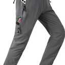 TBMPOY Men's Lightweight Hiking Pants with Belt 5 Zip Pockets Waterproof Quick-Dry Travel Fishing Work Outdoor Pants, M