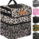 ELONGRIVER Car Trash Can Bin for Back Seat Leak Proof, Cute Car Trash Bag Hanging, Vehicle Trash Can for SUV Truck Van, Automotive Garbage Cans Front Seat Leopard Print, 2 Gallons