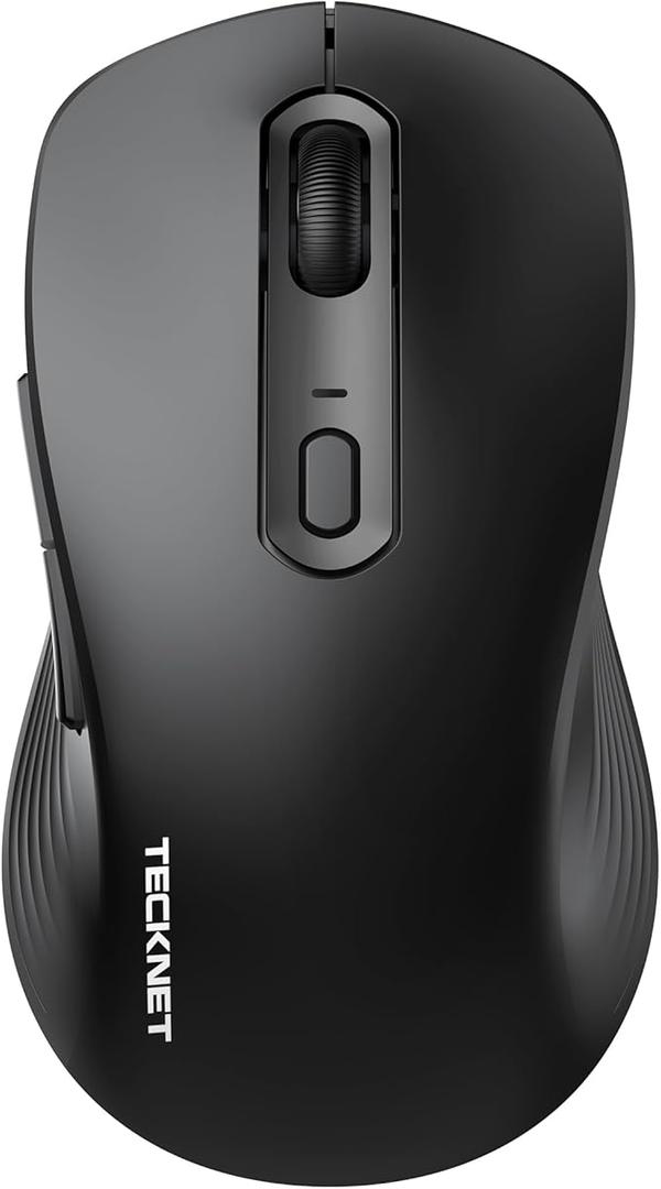 TECKNET Bluetooth Mouse, [ USB + BT1 + BT2 ] Wireless Mouse for Laptop, Silent Click, Ergonomic Design, 4800 DPI Computer Mice Wireless, Dual Mode for Laptop, Computer, iPad, MacBook